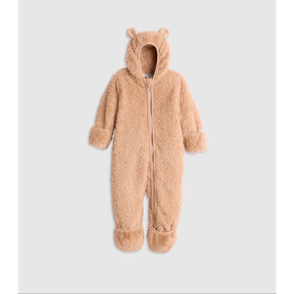 Quince Baby Bear Bunting Recycled Sherpa Fleece Tan‎ 12 18 months